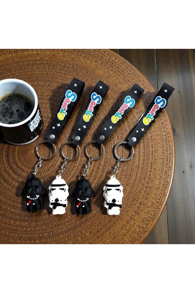 accessoriess Star Wars Darth Vader Figürlü 2'li Anahtarlık Seti (1 Beyaz+1 Si...