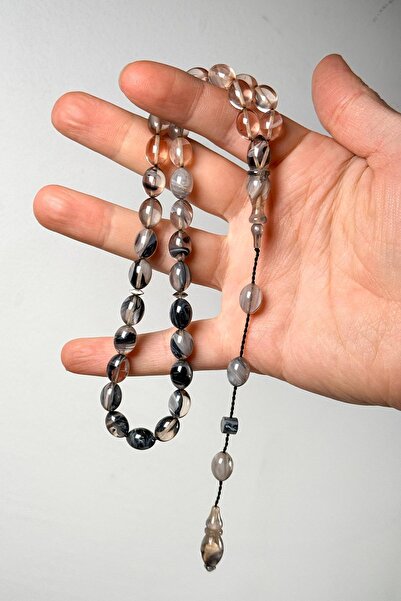 TESBİHKENTİ Master Craftsmanship Barley Grain System Fire Amber Prayer Beads