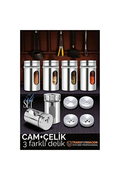 shopwave Glass+Steel Salt Shaker Pepper Shaker Pepper Shaker Set of 5 with 3 ...