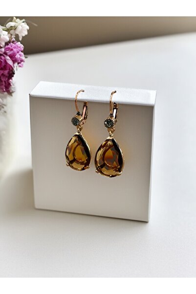 FAYRA ACCESSORIES أقراط على شكل قطرة ماء من حجر الكريستال