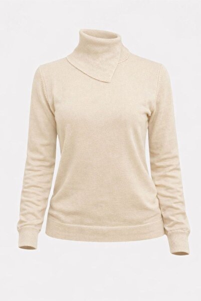 AJX TEKSTİL COMPANY سترة نسائية بياقة عالية وأكمام راجلان - ملابس تريكو أساسي...