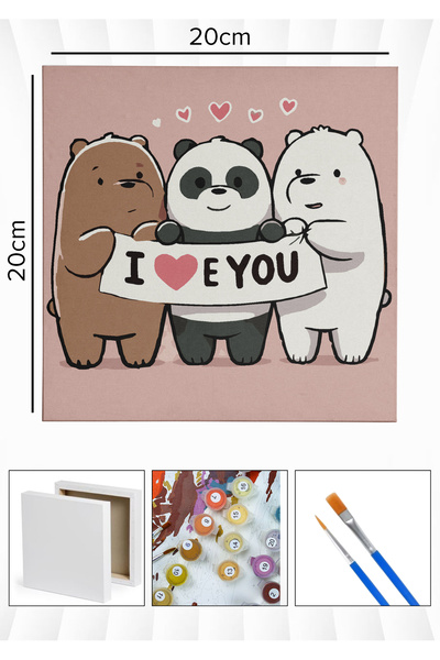 Corvo Sayılarla Boyama 20x20 Cm Tuval Seti Fırça Boya Dahil Çıtaya Gerili - I...