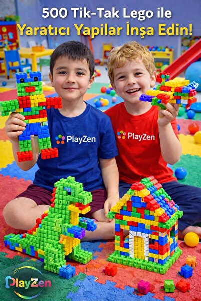 PlayZen Tik-Tak Yapı Seti – Birbirine Geçen Renkli Parçalar | 500 Parça | 3+ Lego Oyuncak