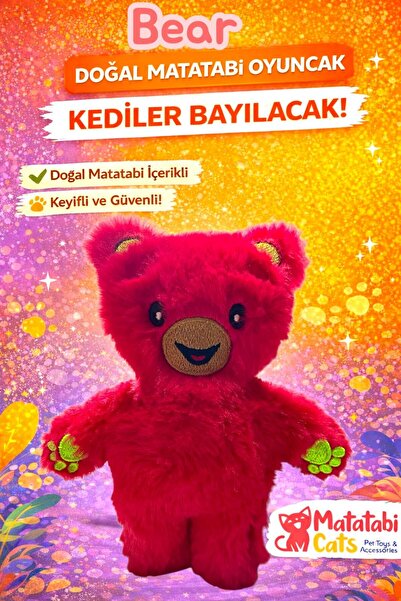 MATATABİ CATS BEAR Peluş Kedi Oyuncağı Doğal Matatabi li,Dayanıklı,Kediler İç...