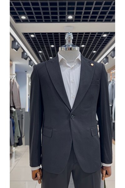 BT BABA TERZİ Slim Fit Patterned Black Jacket