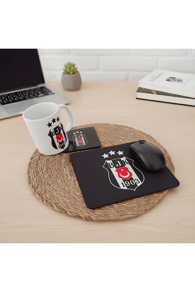 merkür baskı atölyesi Beşiktaş Taraftar Temalı 3’lü Set Kupa Bardak + Mdf Bar...