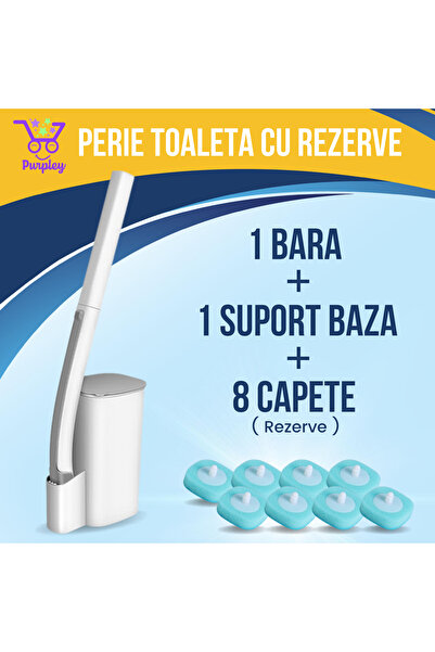 Purpley Perie WC pentru toaleta, Purpley, de unica folosinta, design premium, 8 capete de schimb, Alba