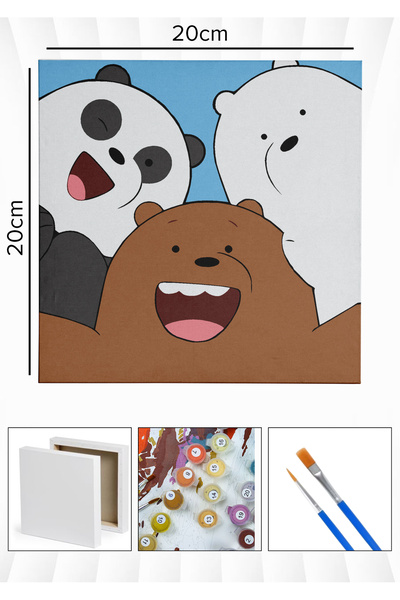 Corvo Sayılarla Boyama 20x20 Cm Tuval Seti Fırça Boya Dahil Çıtaya Gerili - K...