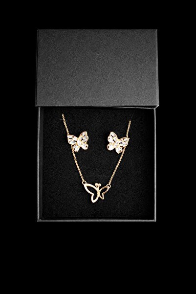 hov Set lantisor +cercei HOVANCI, placat cu aur de 18K.