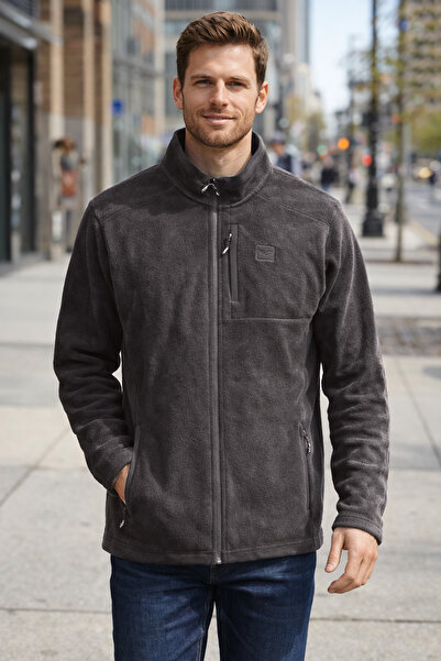 REMSA Men's Fleece Front Zip Single Top Jacket 9527 Anthracite