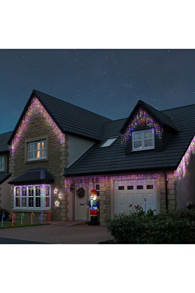 Flippy Instalatie Solara Craciun Turturi, IP44, 5 m, 143 Led-uri, Perdea Fran...