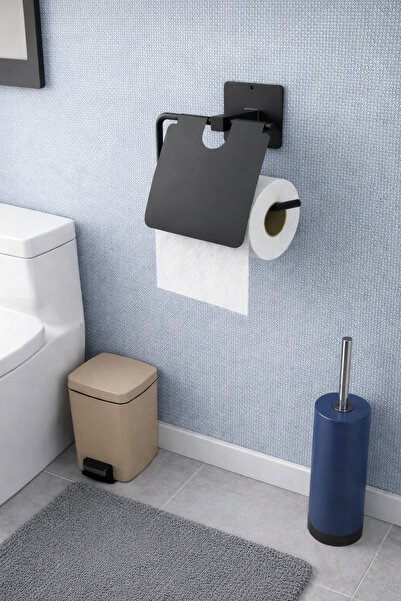 EGE HOME STORE Black Toilet Paper Holder with Adhesive Cover Toilet Wc Paper ...