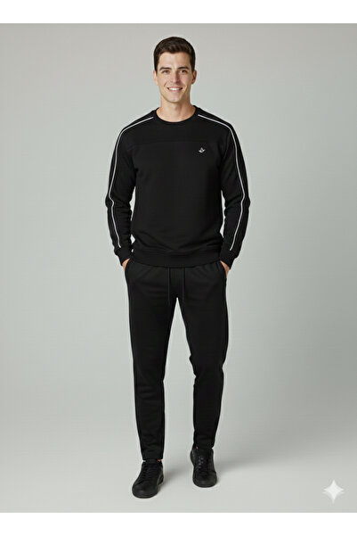 Butik Siyah Şerit Detaylı Sweatshirt