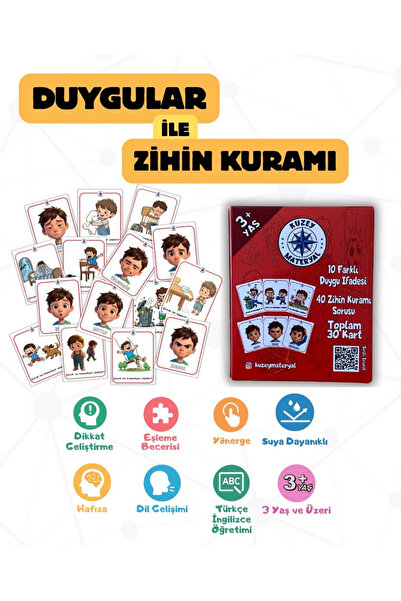 Kuzey Materyal - Duygular ile Zihin Kuramı (10 Duygu-40 Soru) (TOPLAM 30 KART)