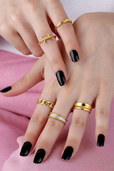 Ervalina مجموعة من 5 خواتم من حجر الباجيت وخواتم المفاصل