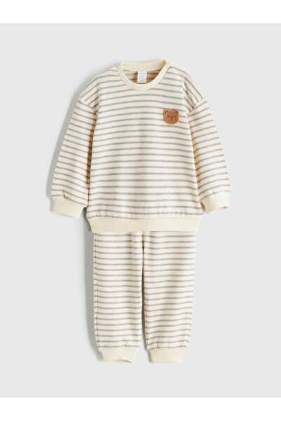 LC Waikiki LCW Бебешки комплект от 2 части: раирана мъжка блуза и панталони в...