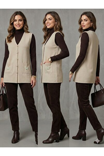 onno style women Cebi Butterfly Stone Steel Knit Classic Tricot Vest