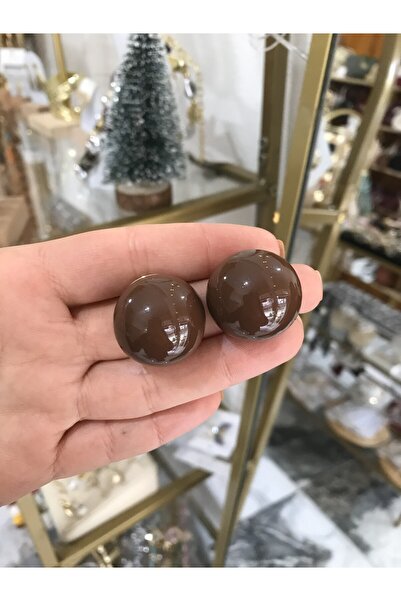 the ASEL İNCİ Top model gold detailed brown earrings