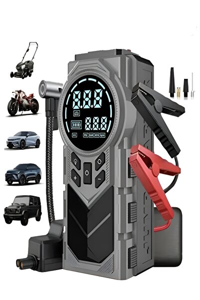 DEANB 8000MAH Dijital Ekranlı Araba Akü Takviye'li Kompresör Araç Lastik Şişi...