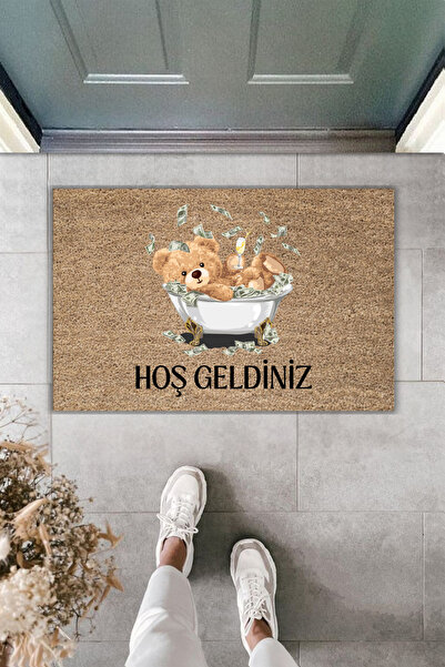 Rugmood Covoraș modern cu imprimare digitală - Teddy Bear Tub Para Welcome - ...