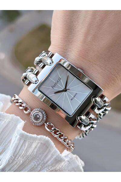 Ferrucci Chain Design Steel Cord 30 Mt Water Resistant Women's Wristwatch+Bra...
