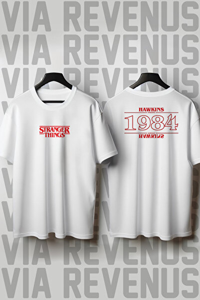 Vordevia Stranger Things 1984 Hawkins Printed Crew Neck Wide Fit Unisex Tshirt