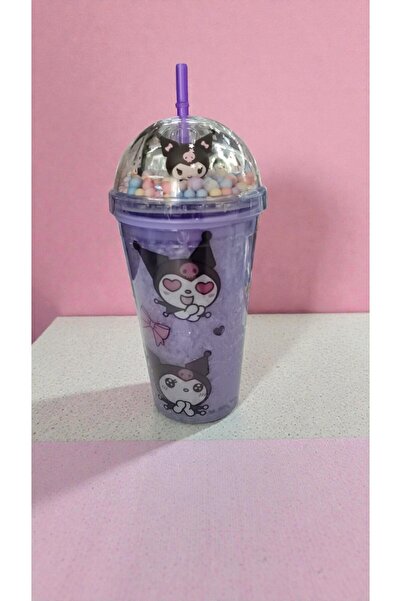 FAMEMUS ACCESSORY Kuromi Lightless Cup with Straw Flask Water Bottle