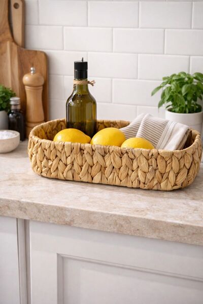 ALLEGRI سلة خبز بيضاوية من الخوص، منظم للمطبخ، سلة متعددة الأغراض