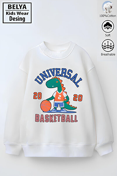 Belya Kids Wear Full Mold Oversized Boys' Cotton Cotton 3-Thread Fabric Dinos...