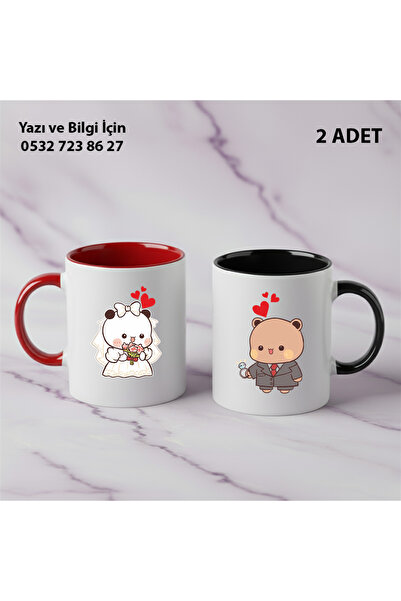 Ceymas Hediyelik 14 Şubat Sevgililer Günü Özel Seri DuduBubu Çift Kupası 2 li...