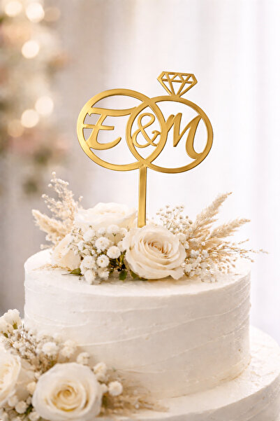 yucisaatleri Pasta süsü için özel baş harfler yüzük modeli no50