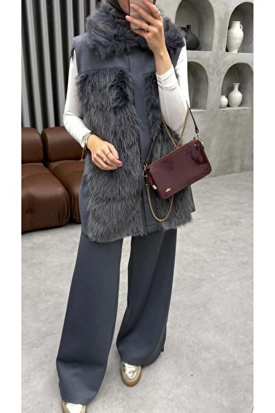 Cardella Premium Oversized Fur Detailed Vest Set Scuba Suit |   Hijab Friendl...