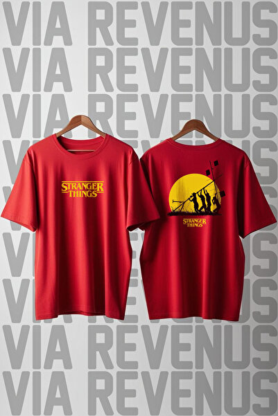 Vordevia Stranger Things Printed Crew Neck Wide Fit Unisex Tshirt