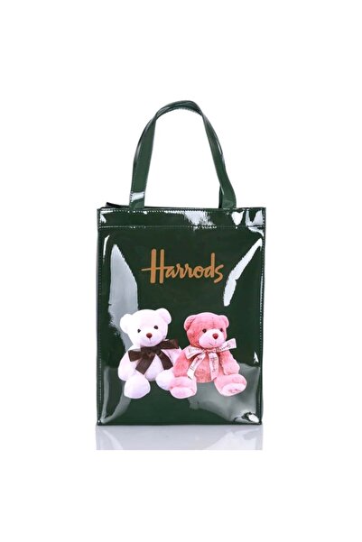 Generic Elegant Bear Bag with Harrods Logo in Green- Medium