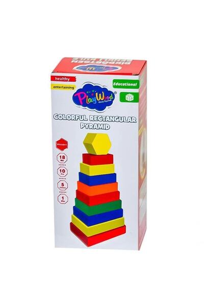 Hepsilazım Toy Educational Educational Wooden Rectangular Colorful Tower