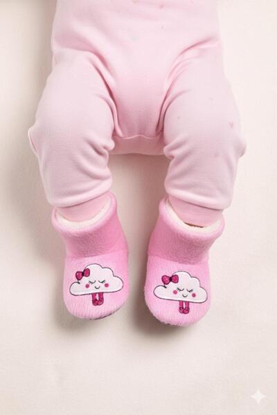 Numix Baby Kids Çocuk Panduf, Bebek Ev Botu, Bulut Desenli, Kaymaz Taban, Sıc...