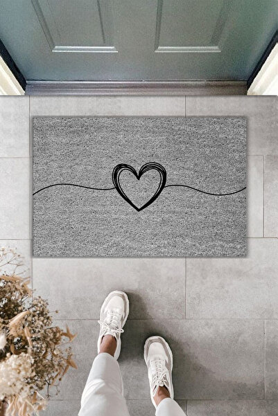 Rugmood Modern Digital Printing Doormat - Heart Doormat - Front Door Mat 70X45Cm