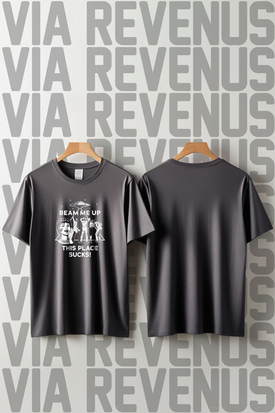 Vordevia Beam Me up Stranger Things Printed Crew Neck Wide Fit Unisex Tshirt