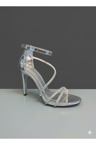 guijarro Stone Detailed Ankle Strap Thin Heeled Evening Dress Shoes