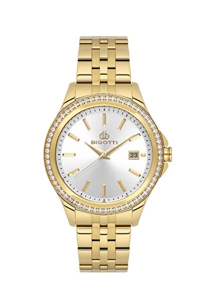 Bigotti ساعة يد نسائية BG.1.10558-3 بتصميم حجري وطلاء فولاذي ووظائف ذهبية نشطة