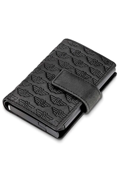 Police حافظة بطاقات أوتوماتيكية للرجال مصنوعة من الجلد المنقوش والسبائك المعد...