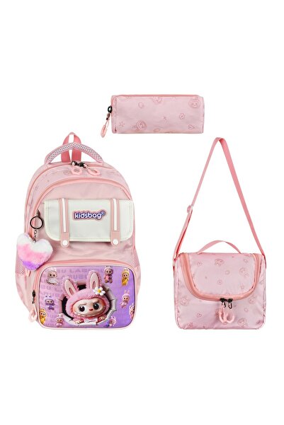 Meryem Çanta Kolej Kore Tarzı Labubu Baskılı 3'lü Set Termal Beslenme Ve Kale...