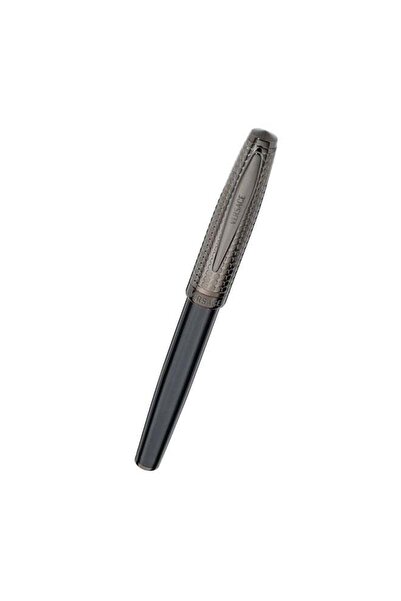 Versace قلم حبر جاف هيليوس من الفولاذ المقاوم للصدأ بلون رمادي معدني منقط، مص...