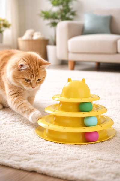 PawX 3 Katlı Toplu Kedi Oyuncağı – İnteraktif, Dayanıklı, Kediler İçin Oyuncak