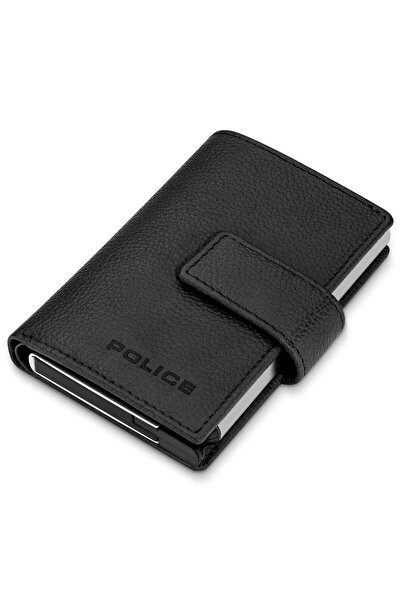 Police Boumous Leather & Alloy Men's Card Case, RFID Safe