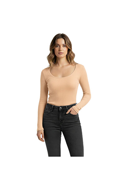 NERTH STYLE U Neck Slim Fit Flexible Combed Cotton Blouse Tshirt