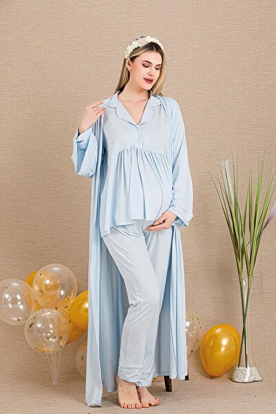 REN Set de pijamale pentru femei însărcinate din 3 piese, set de îmbrăcăminte...