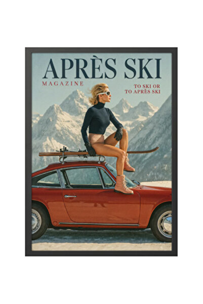 Taranist Kağıt Poster - Après Ski Retro Illustration - Vintage Dağ ve Kayak P...