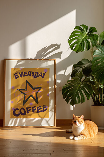 Taranist Kağıt Poster - Everyday CoffeeKahve Köşesi Minimalist Kahve ve Kedi ...