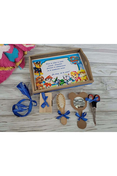 OBSIDION Set tavita taiere mot/turta cu print, 6 piese - Blue Paw Patrol